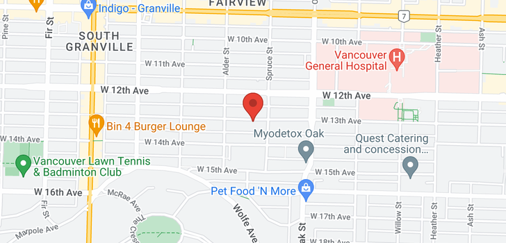 map of 202 1130 W 13TH AVENUE